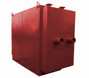 Экономайзер чугунный блочный  ЭБ2-94П  с двумя колонками, площадью поверхности нагрева 94 м2 и паровой (П) очисткой, применяется в качестве хвостовых поверхностей нагрева паровых стационарных котлов типов ДЕ, КЕ и ДКВр и предназначен для нагрева питательной воды теплом уходящих дымовых газов.